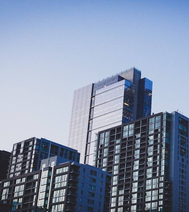 Apartment towers in a city skyline